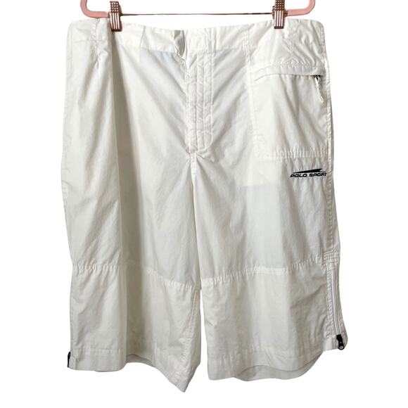 Vintage Polo Ralph Lauren Shorts Mens XL Off White Sport Bermuda Y2K Grunge - Picture 1 of 10